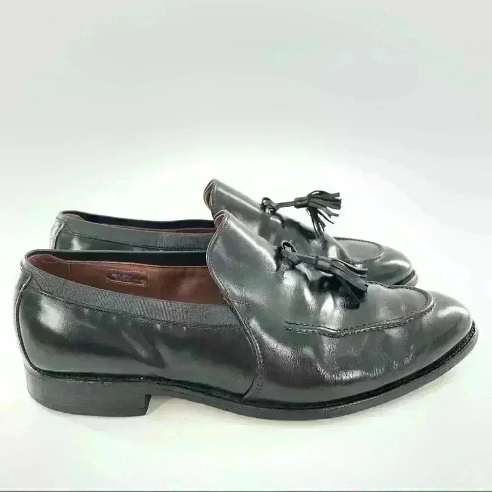 Allen Edmonds Ethan size 9.5 black leather vintage 90s slip on tassel loafers
